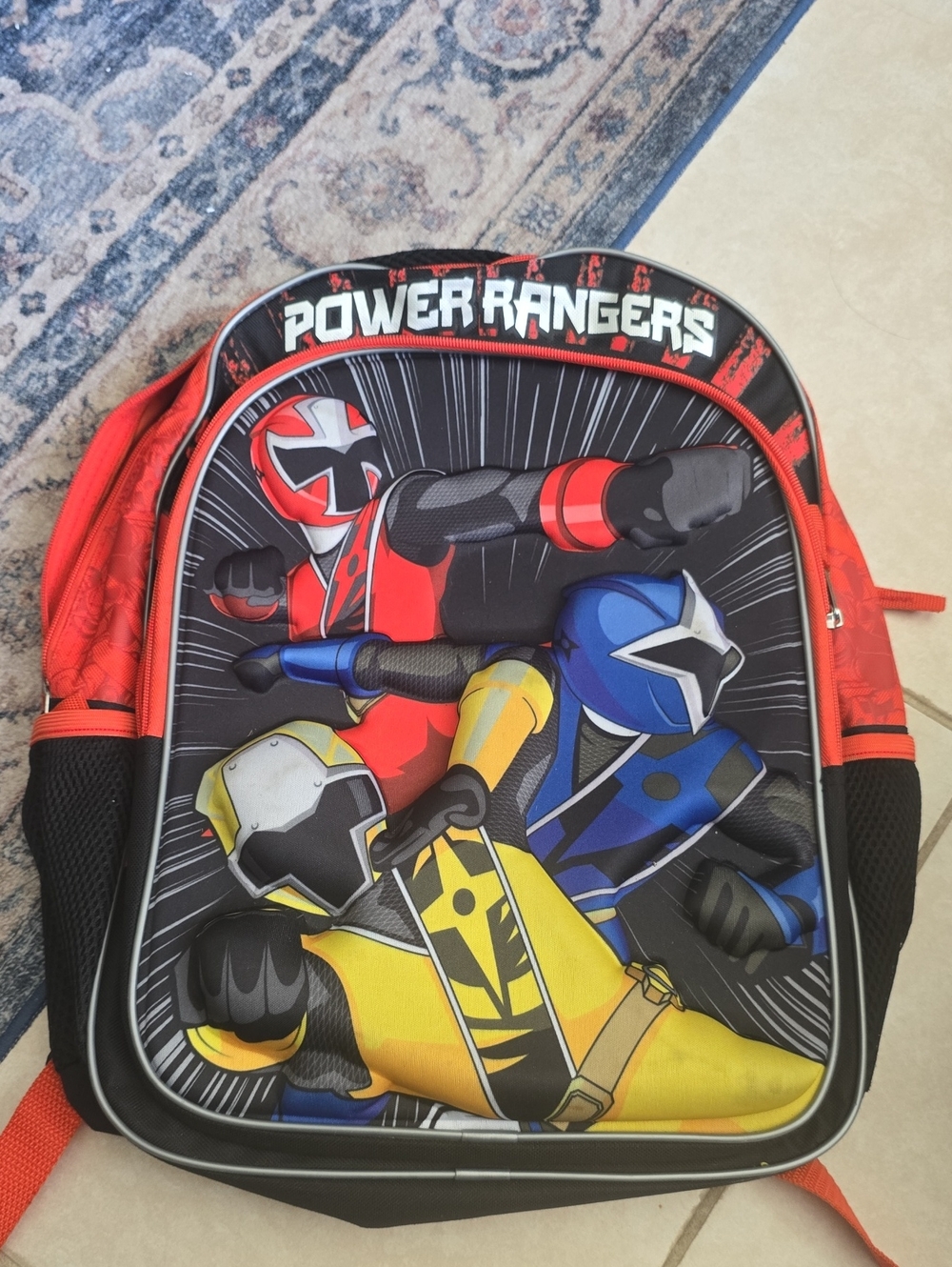 Power Ranger Kids Backpack with Red, Yellow, Blue Rangers
